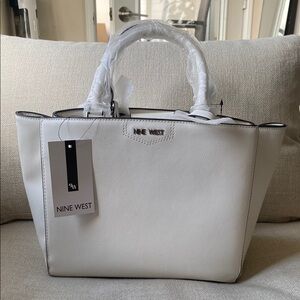 Nine West White Tote Bag